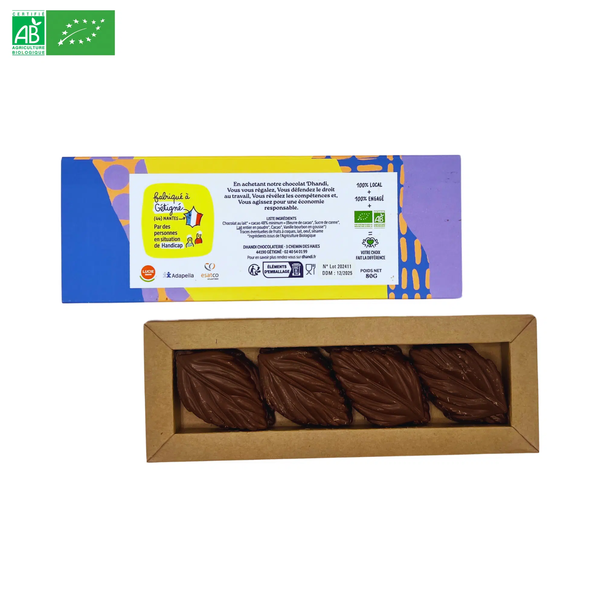 Mini Feuilles Lait Chocolat Bio